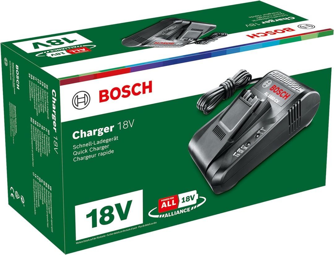 Bosch Schnellladegerät AL 1880 CV (ohne Akku, 18 Volt System, kompatibel mit 14.4 and 18V Akkus, im