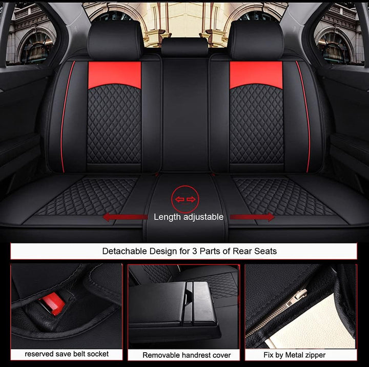 ibon Autositzbezüge Set Leder, 5-Sitze Universal-Sitzbezüge Auto Vordersitze und Rückbank Komplettse