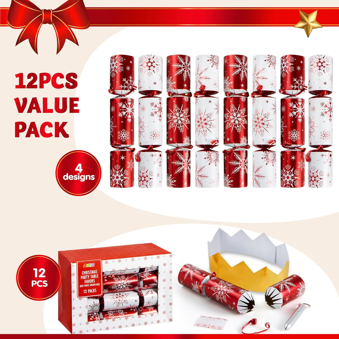 JOYIN 12 Stück Weihnachtsparty-Gastgeschenke ohne Schnappverschluss, rot und weiss, Party-Tischgesch