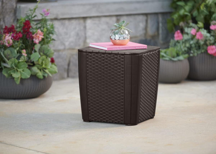 Allibert by Keter Gartentisch Luzon Flat Wicker, Graphit, Deckel abnehmbar, mit Stauraum, Kunststoff