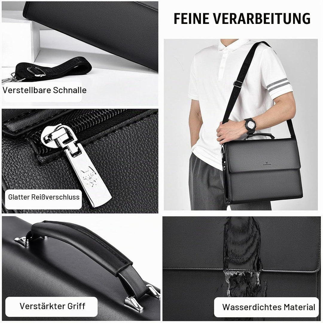 FANDARE Aktentasche Herren PU Leder Dokumententasche Umhängetasche Geschäftstasche für 12.9 Zoll Lap