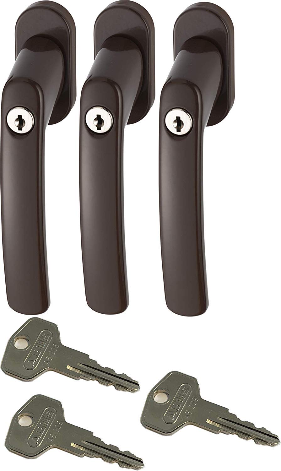 ABUS FG200 B SB abschliessbarer Fenstergriff, braun im Set 3 Stück