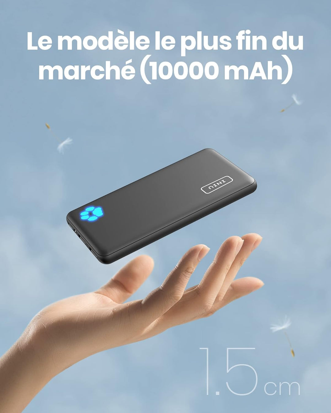 INIU Power Bank, Ultra Slim 10000mAh Powerbank Klein Aber Stark & USB auf USB C Kabel, [3er Pack, 2m