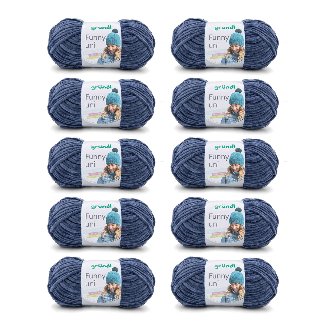 Gründl Funny uni Strick- & Häkelgarn (samtartiges Chenille-Garn aus 100% Polyester, 10 x 100 g / 120