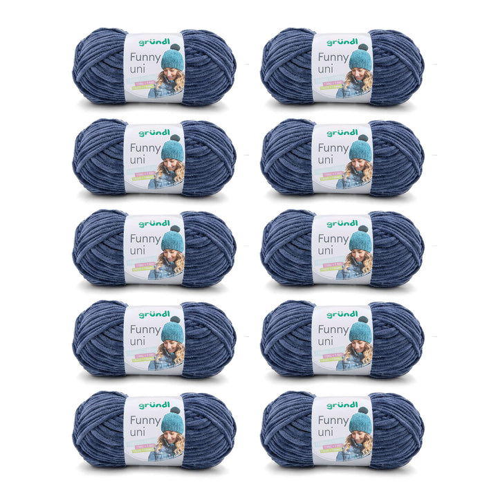 Gründl Funny uni Strick- & Häkelgarn (samtartiges Chenille-Garn aus 100% Polyester, 10 x 100 g / 120