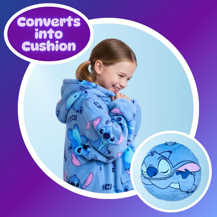 Disney Stitch Sweatshirt Mädchen, Kapuzendecke mit Design Weiche Fleecedecke Lässt sich in ein Kisse