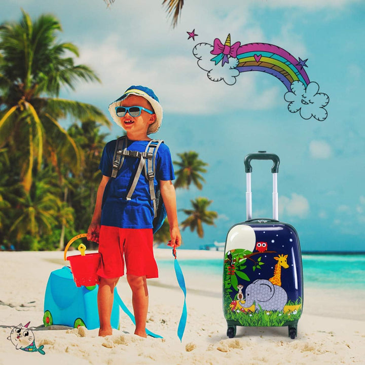 GOPLUS Kinderkoffer mit Rucksack, Kids Trolley, Kindergepäck mit Rollen, Reisekoffer mit Teleskopgri