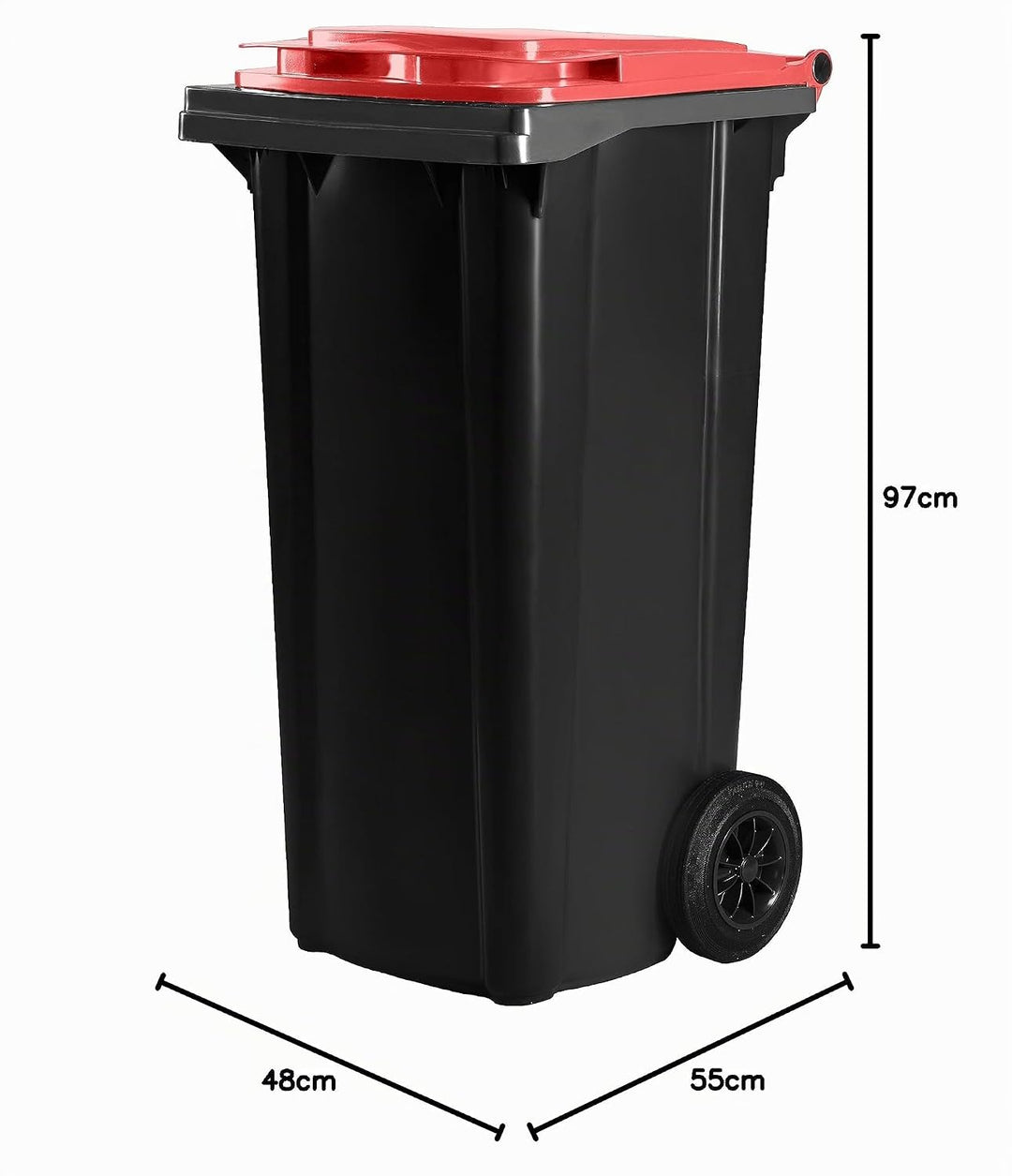 Hardwex Mülltonne mit 2 Rädern und Deckel, Müllgrossbehälter, Abfalltonne, Mülleimer, Volumen: 120 L
