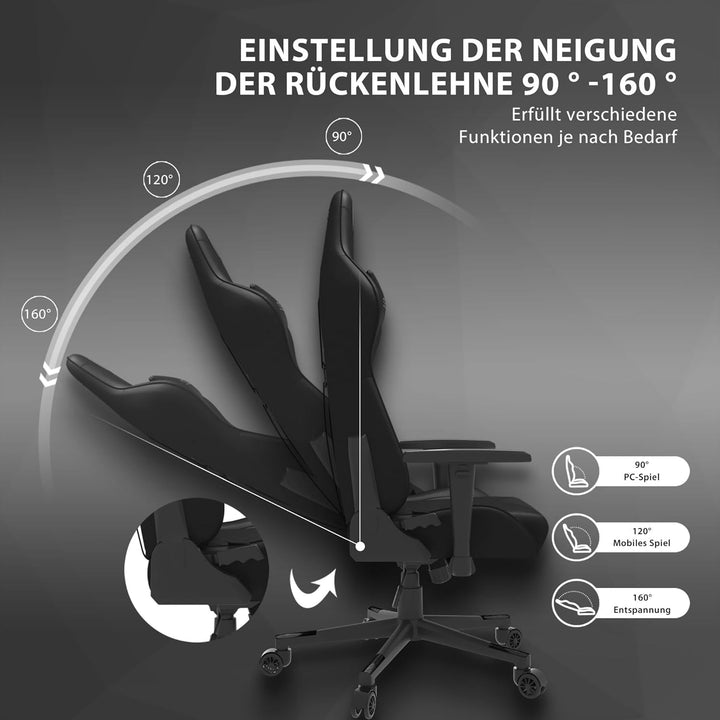 SENSE7 Gaming Stuhl Spellcaster, ergonomischer Gaming Sessel mit verstellbaren Lendenkissen Einstell