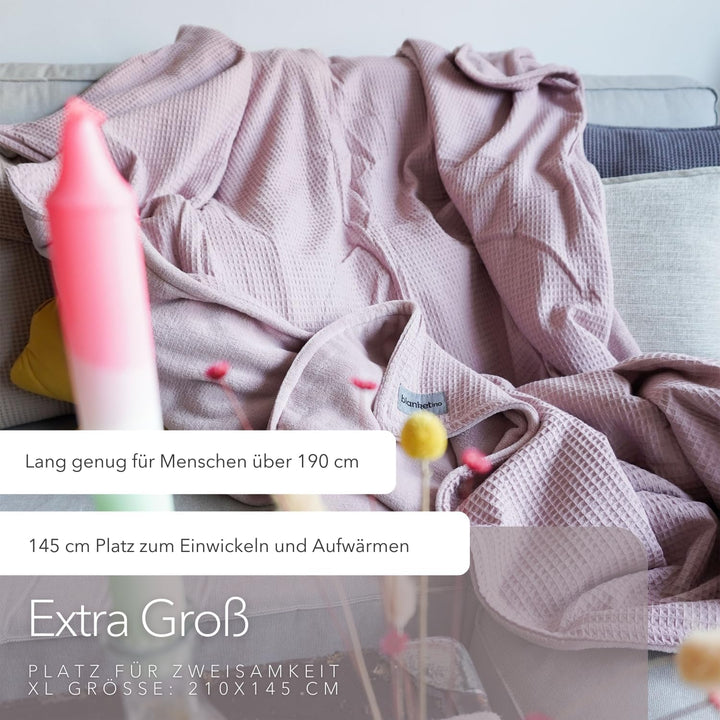 blanketino Cuddly Warm Sofa Blanket 145 x 210 cm Extra Soft Wellness Fleece and Cotton Made in Germa