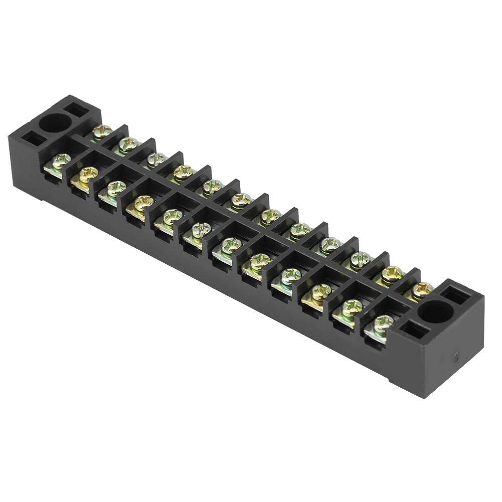 Keenso Klemmenleiste, 5 Stück zweireihig 12 Positionen 600V 15A Schraubklemmenblock + vorisolierter