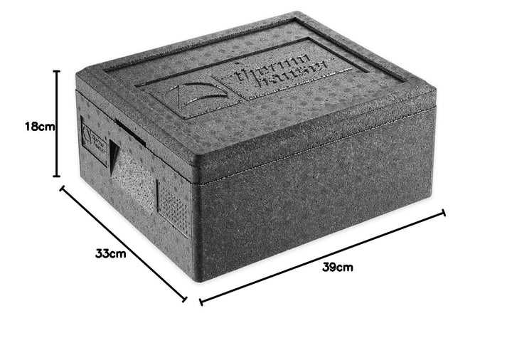 thermohauser EPP-Thermobox GN 1/2 inklusive Deckel - 10 Liter Volumen - 39 x 33 x 18 cm, Schwarz, 10