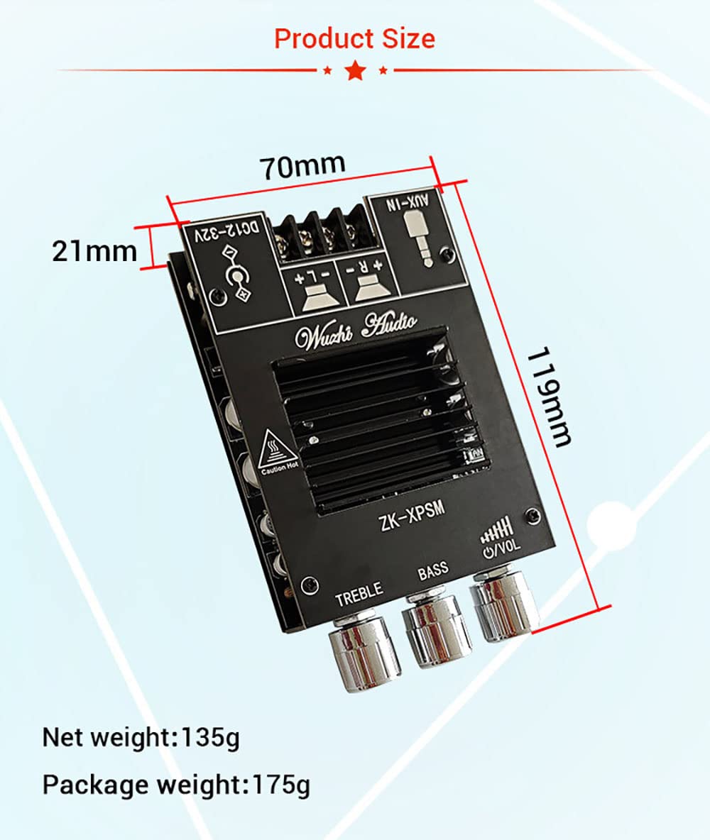 ZK-XPSM 150W + 150W TDA7498E Audio-Leistungsverstärker Equalizer BT 5.0 Stereo Subwoofer HiFi Klasse