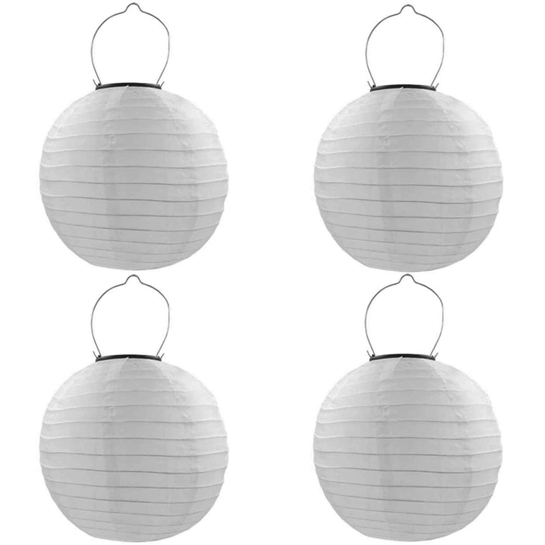 Qedertek Lampions Solar Aussen 4 Stück 20cm Solar LED Laterne Wasserdicht Nylon Hängende Gartenlater