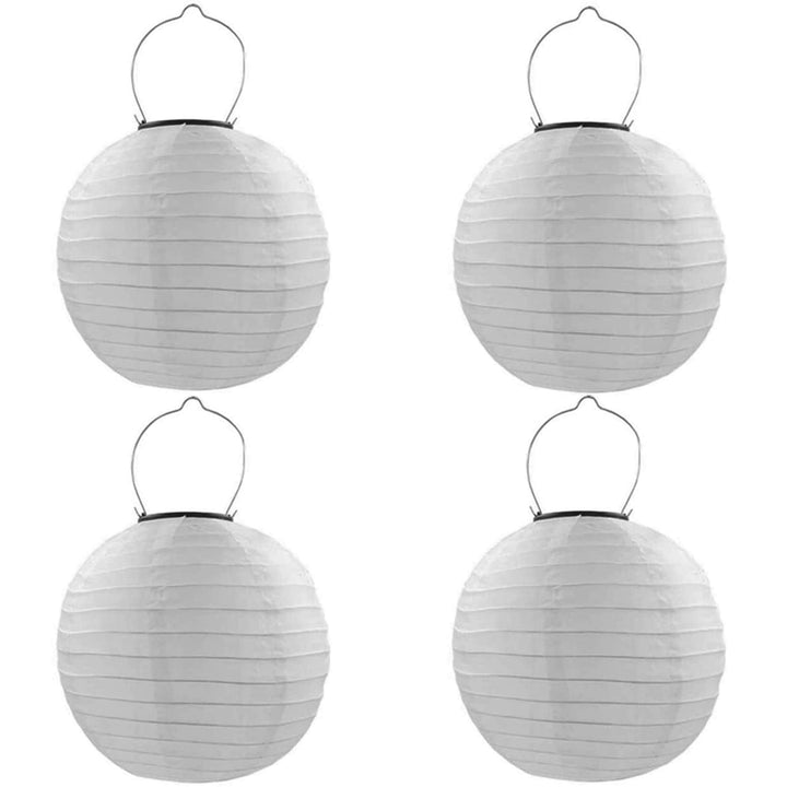 Qedertek Lampions Solar Aussen 4 Stück 20cm Solar LED Laterne Wasserdicht Nylon Hängende Gartenlater
