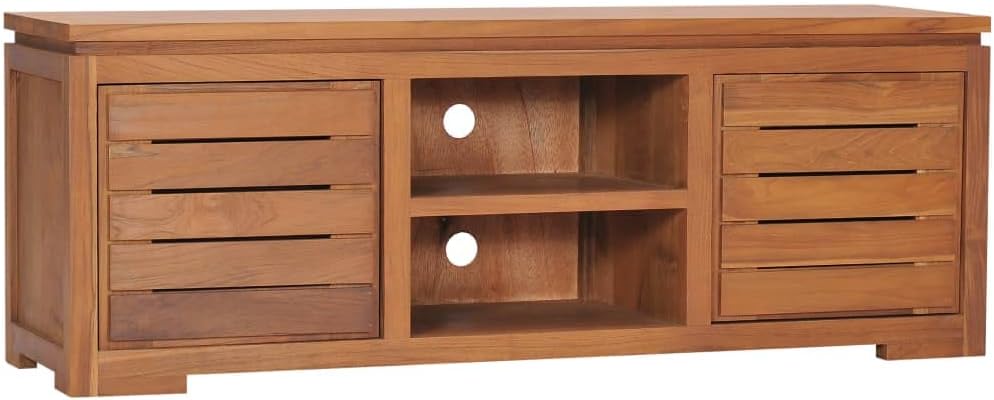 vidaXL Teak Massiv TV Schrank mit 2 Türen 2 Fächern Lowboard TV Möbel Sideboard Fernsehtisch Fernseh