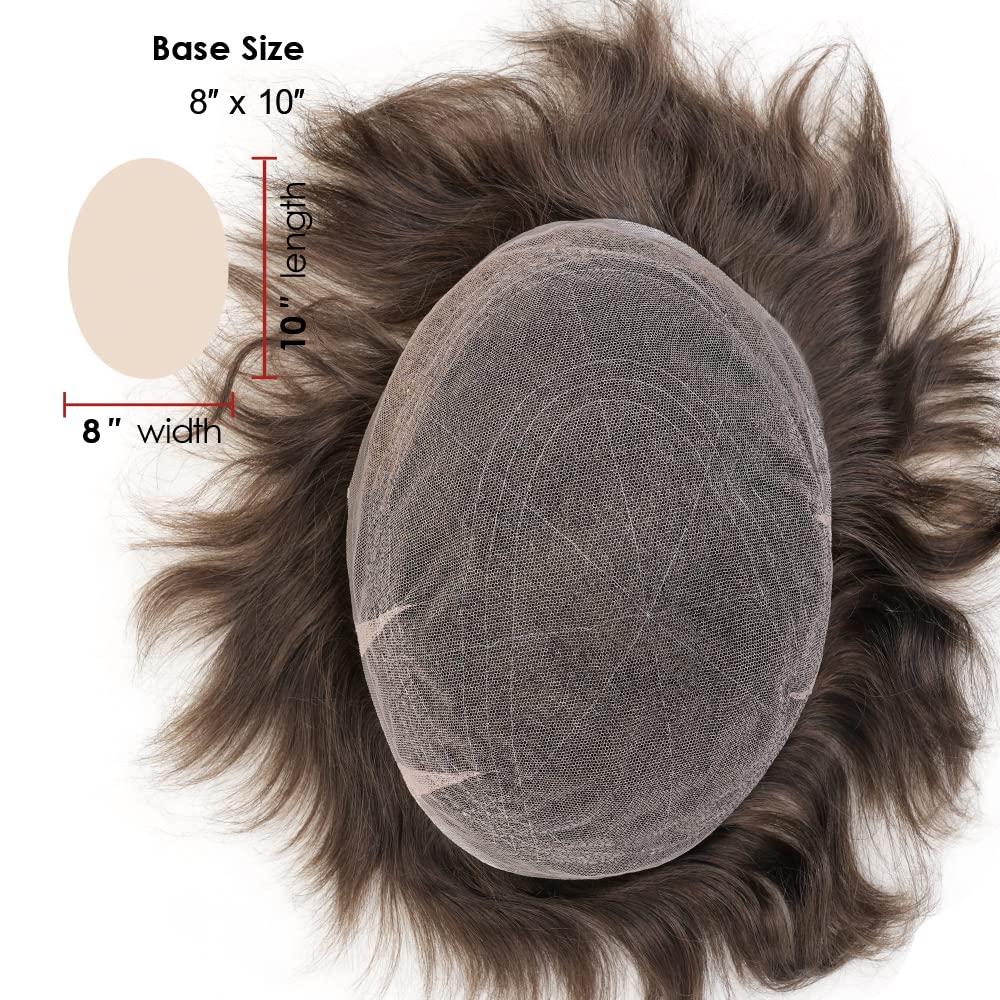 Lordhair Toupet Human Hair Herrenperücke, Französische Spitze Webart, 20 x 25 cm, Leichtes Haarersat