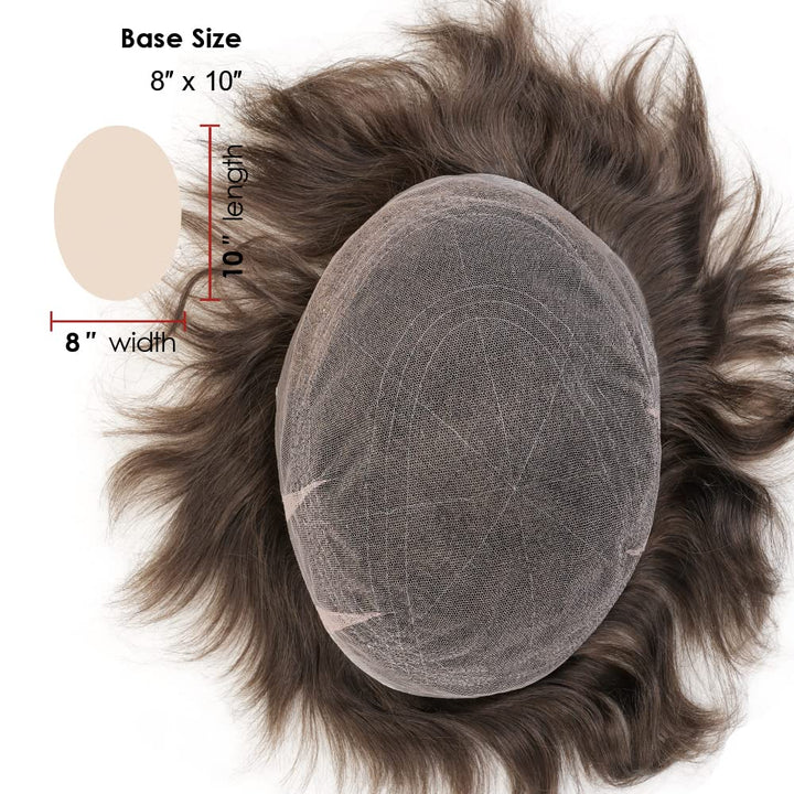 Lordhair Toupet Human Hair Herrenperücke, Französische Spitze Webart, 20 x 25 cm, Leichtes Haarersat