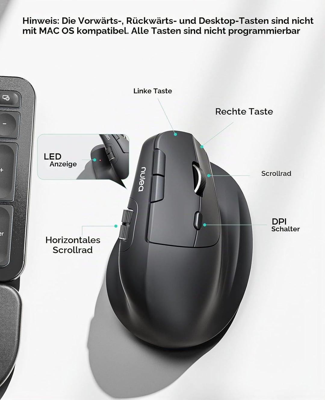 Nulea M502 Ergonomische vertikale drahtlose Maus