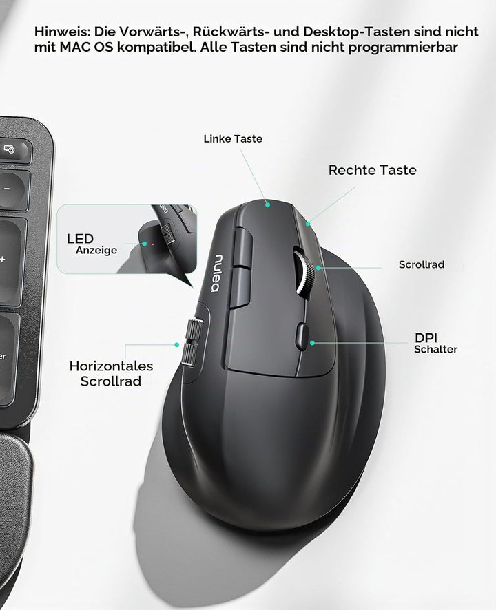 Nulea M502 Ergonomische vertikale drahtlose Maus