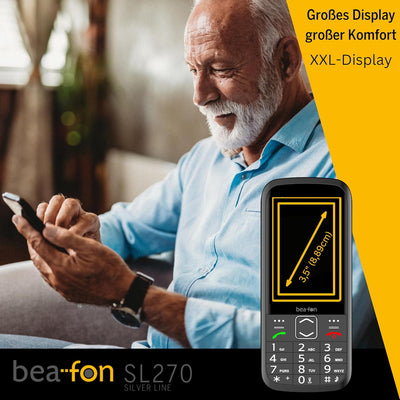 Beafon, SL270, Silverline, Tastentelefon, Seniorentelefon mit SOS Notruftaste, 3,5" Zoll (8,89cm) Di