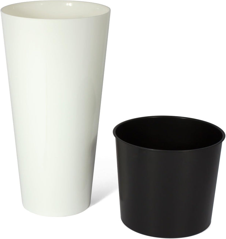 Maceta brillo TUBUS SLIM 64L., dimensiones (mm) 400x400x762, color Blanco Weiss 40x76,2 Single, Weis