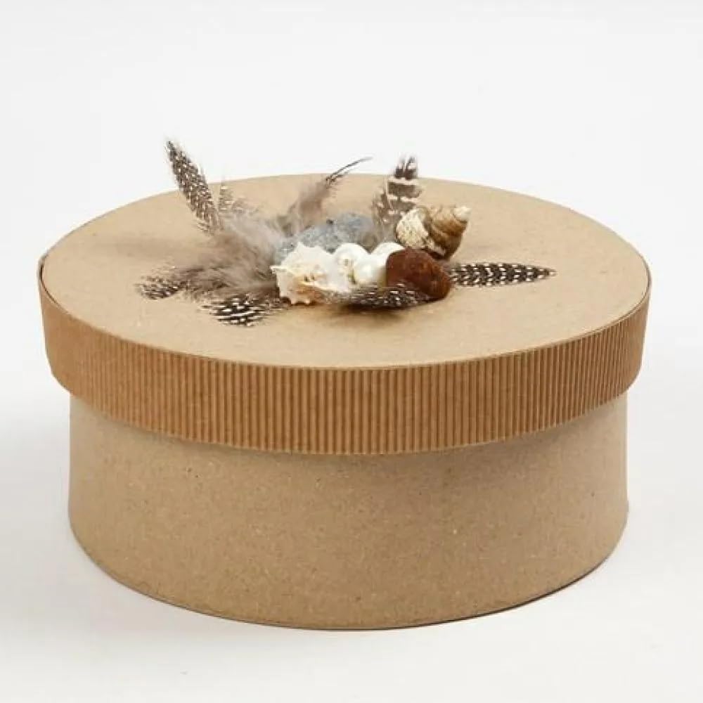 Creativ 26466 Hutschachtel aus Pappmaschee, rund, 35,5 cm, Beige, 5 Stück