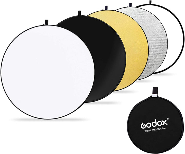 GODOX 110cm Rund Reflektor Tragbarer Multi Disk Licht-Reflektor 5 in 1 Faltbare Reflektoren Set mit