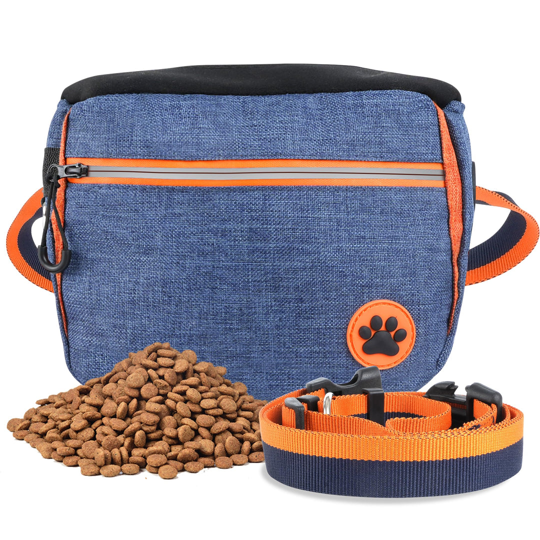 Leckerlitasche für Hunde mit wasserdichte Reflektorstreifen, Bauchtasche Hundetraining mit Metallsch