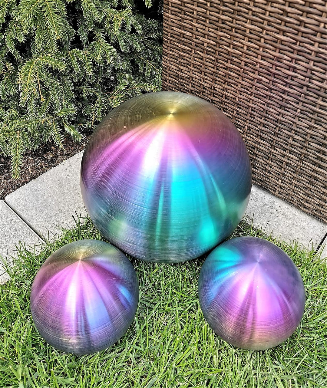 Dekokugel aus Edelstahl 20 cm Edelstahl Rainbow matt gebürstet Dekorationskugel Edelstahlkugel