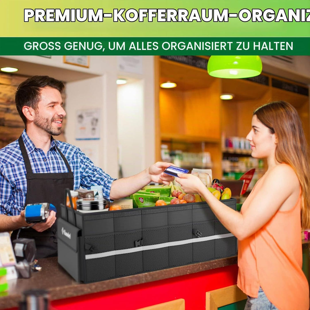 K KNODEL Autostruktur-Organisator mit faltbarem Deckel, Autospeicherbox und tasche, grosser Kofferra
