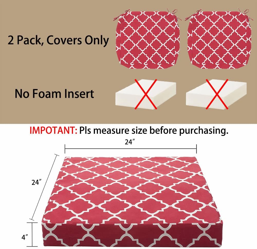 Magpie Fabrics Indoor Outdoor Patio Cushion Cover Replacement 2 Pack, Water Repellent Slipcover with