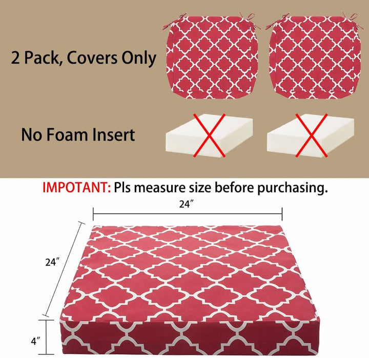 Magpie Fabrics Indoor Outdoor Patio Cushion Cover Replacement 2 Pack, Water Repellent Slipcover with