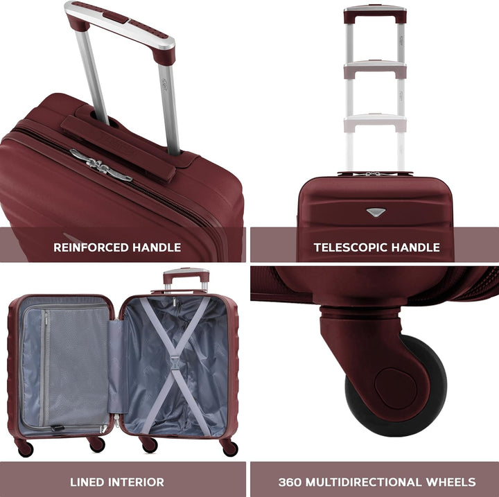 Flight Knight Leichte 4-Rad-ABS-Hartschalenkoffer Handgepack, zugelassen fur uber 35 Fluggesellschaf