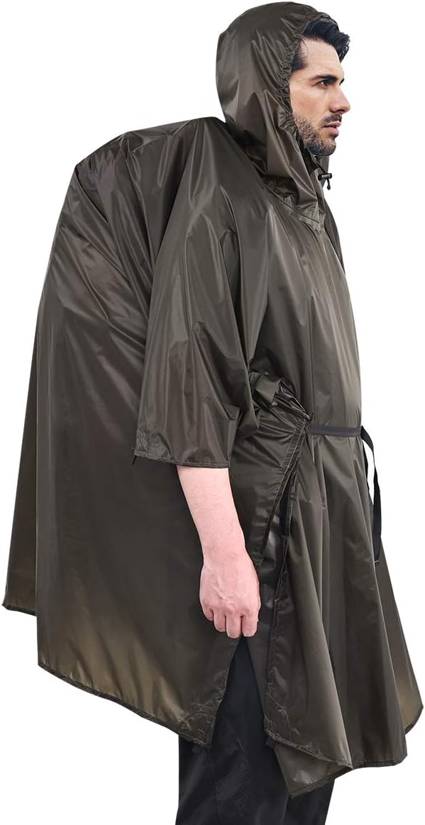 onewind Rucksack Regen Poncho Ultraleichte Kapuze Regenmantel S Olive Grün-226cm*142cm, S Olive Grün