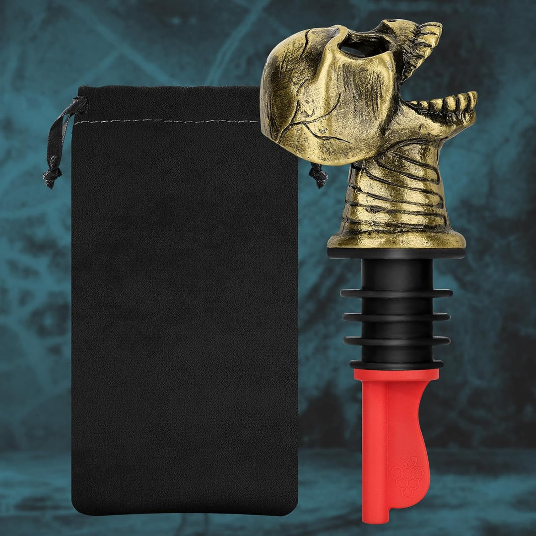LKKCHER Totenkopf 2-in-1 Weinflaschenverschluss und Ausgiesser, Totenkopf Deko, Totenkopf Wein Gesch