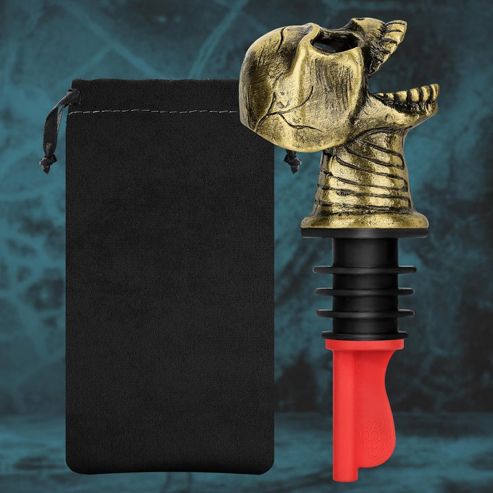LKKCHER Totenkopf 2-in-1 Weinflaschenverschluss und Ausgiesser, Totenkopf Deko, Totenkopf Wein Gesch
