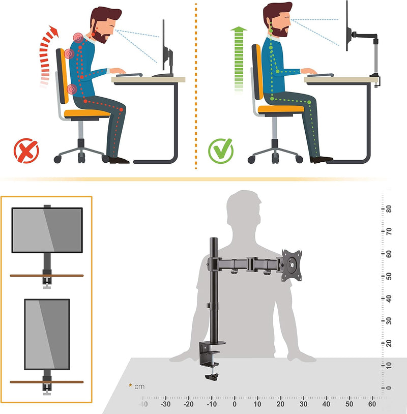 RICOO Monitorarm Monitorhalterung Monitor Halterung Tisch Arme für Computermonitore für 12-29 Zoll B