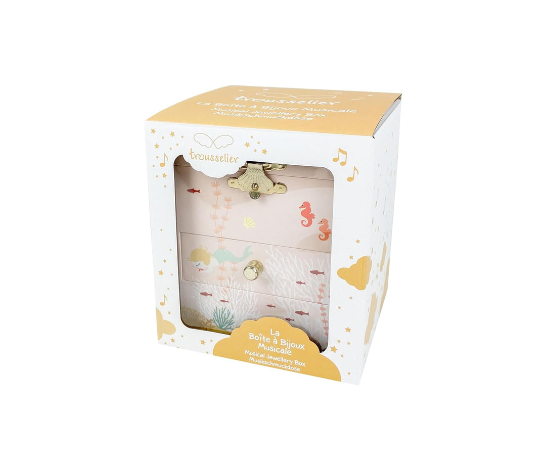 Trousselier 6260200 Schmuckbox für Kinder, Meerjungfrau, rosa Schmuckkästchen mit Musik und Schublad