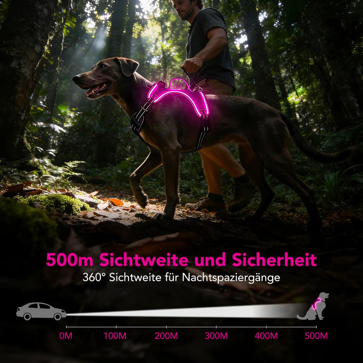 Hundegeschirr Leuchtend Wiederaufladbares Leuchtgeschirr für Hunde Led Beleuchtetes Hundegeschirr fü