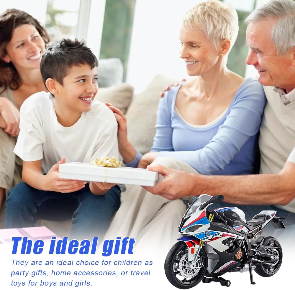 DAJASD 1:12 Motorrad Modell, Motorrad Spielzeug Mit Licht- und Soundeffekten, Mini Motorra, Miniatur