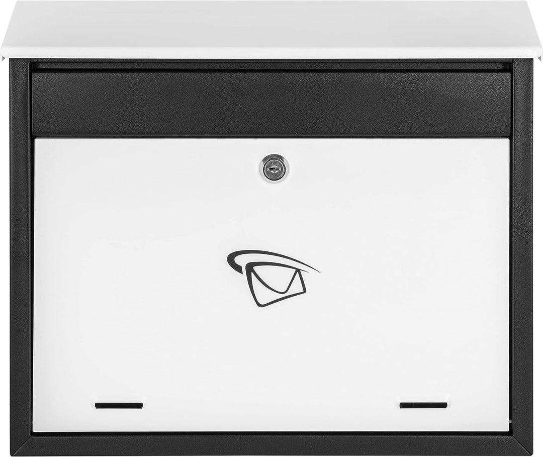 ADGO Modern Black &amp; White Edition Stylisch Briefkasten 340 mm x 400 mm x 100 mm Wandmontiert Wasserd