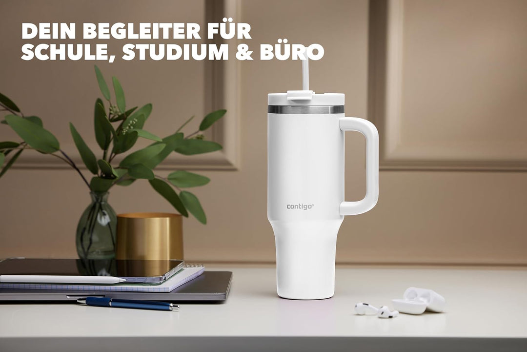 Contigo Streeterville Thermosflasche 1200 ml mit Henkel und Strohhalm | Isolierte Thermo-Trinkflasch