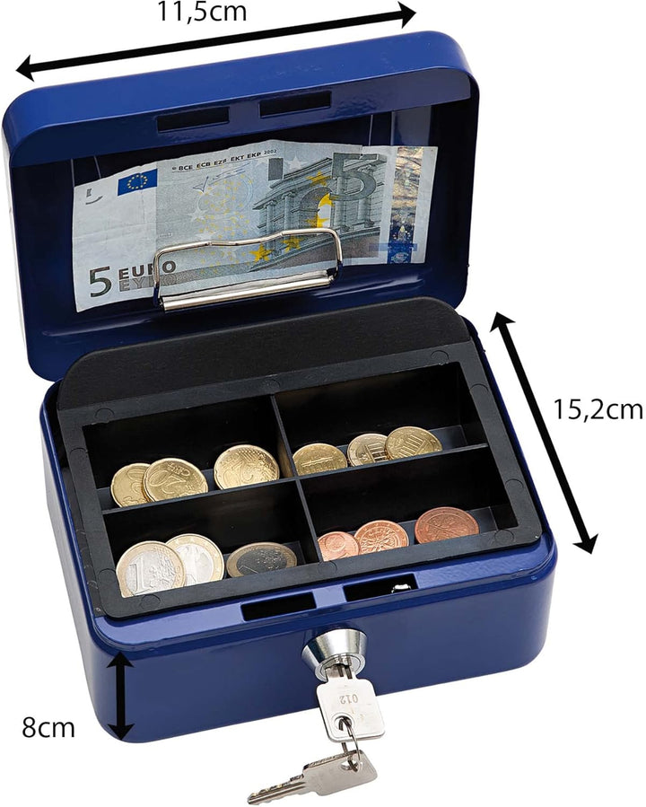 Wedo 145103H Geldkassette (aus pulverbeschichtetem Stahl, versenkbarer Griff, Geldnoten- und Belegek