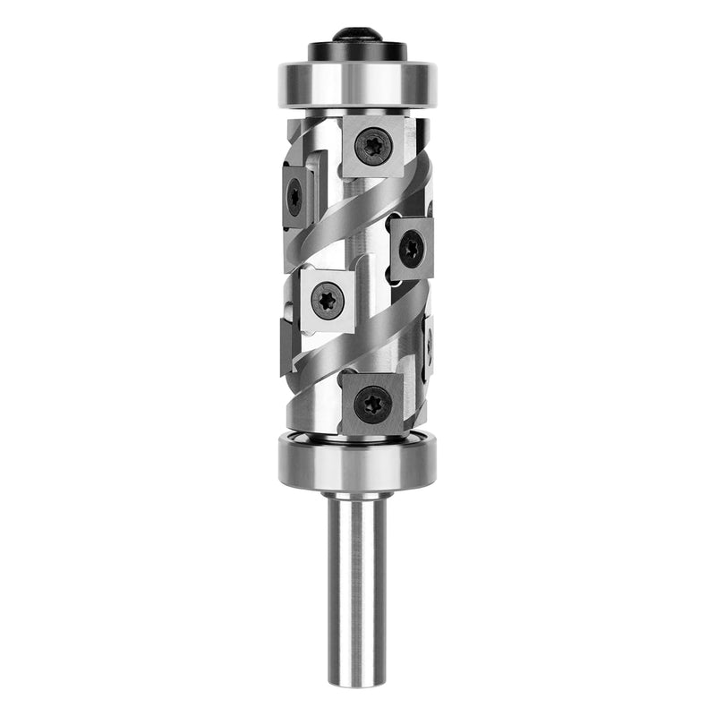 SpeTool Bündigfräser Fräser 12mm Schaft mit 12 Hartmetalleinsätze VHM Wendeplatten Spiralfräser Kopi