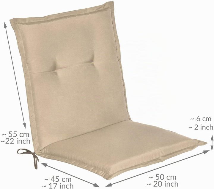 Beautissu 6er Set Niedriglehner Auflage Gartenstuhl mit Schaumkern Füllung | 100x50x6cm Natur Sitzki