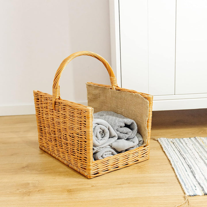 Creative Home Gross Kaminkorb Holzkorb Kaminholzkorb Rattan | 50 x 34 x 50 cm | Aufbewahrung Rechtec