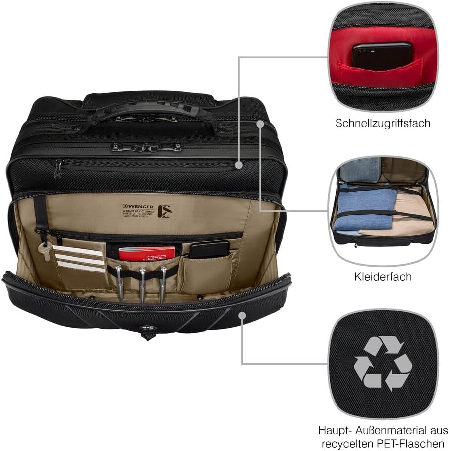 WENGER Legacy Black Series Aktenkoffer, Laptop-Tasche zum Rollen, Trolley, Notebook bis 15,6 Zoll, 2