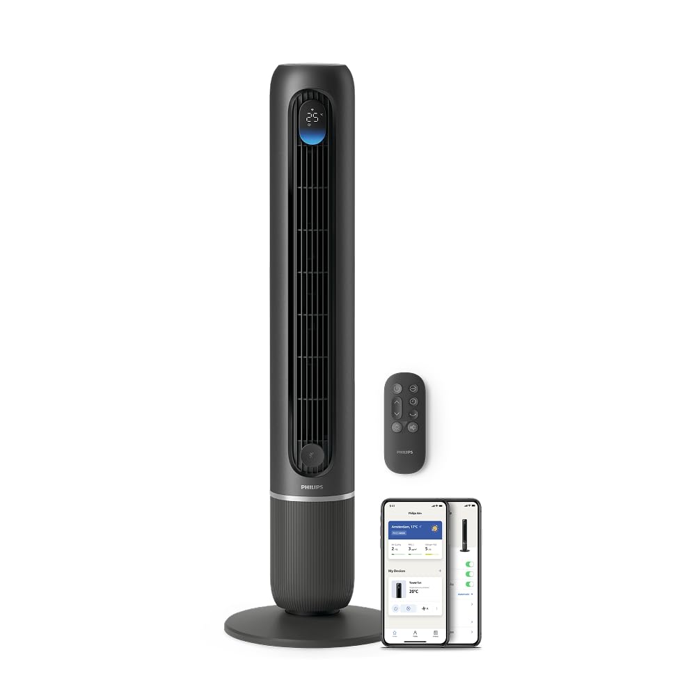 Philips Smarter Turmventilator 7000 Series – 8,4 m/s stark, ultraleise 22 dB, energieeffizient, App