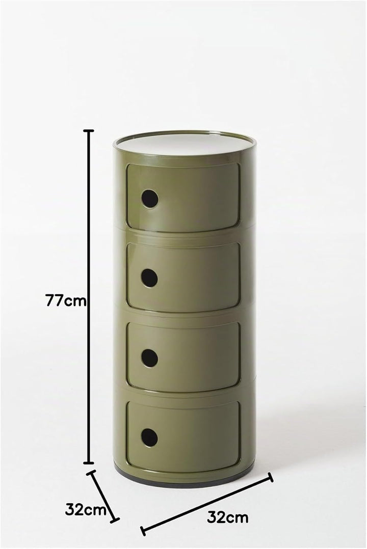 Kartell Componibili, 4 Elements, Grün, Runde Basis 4-fächer Grün, 4-fächer Grün